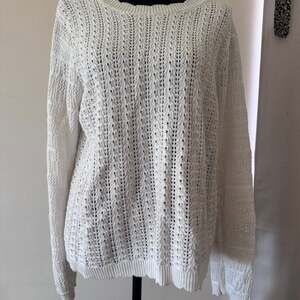 Velvet Heart Los Angeles crochet sheer crew neck long sleeve cotton sweater